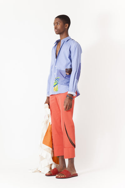 Slit Cropped Twill Trouser